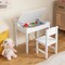 Costway Toddler Craft Table & Chair Set Kids Art Crafts Table withPaper Roll Holder Grey/White